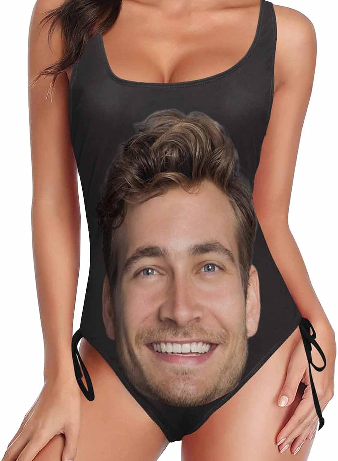 Custom Face Bathing Suit Personalized Picture Swimsuits for Women One Piece Swimwear with Husband Photos Pool Gifts