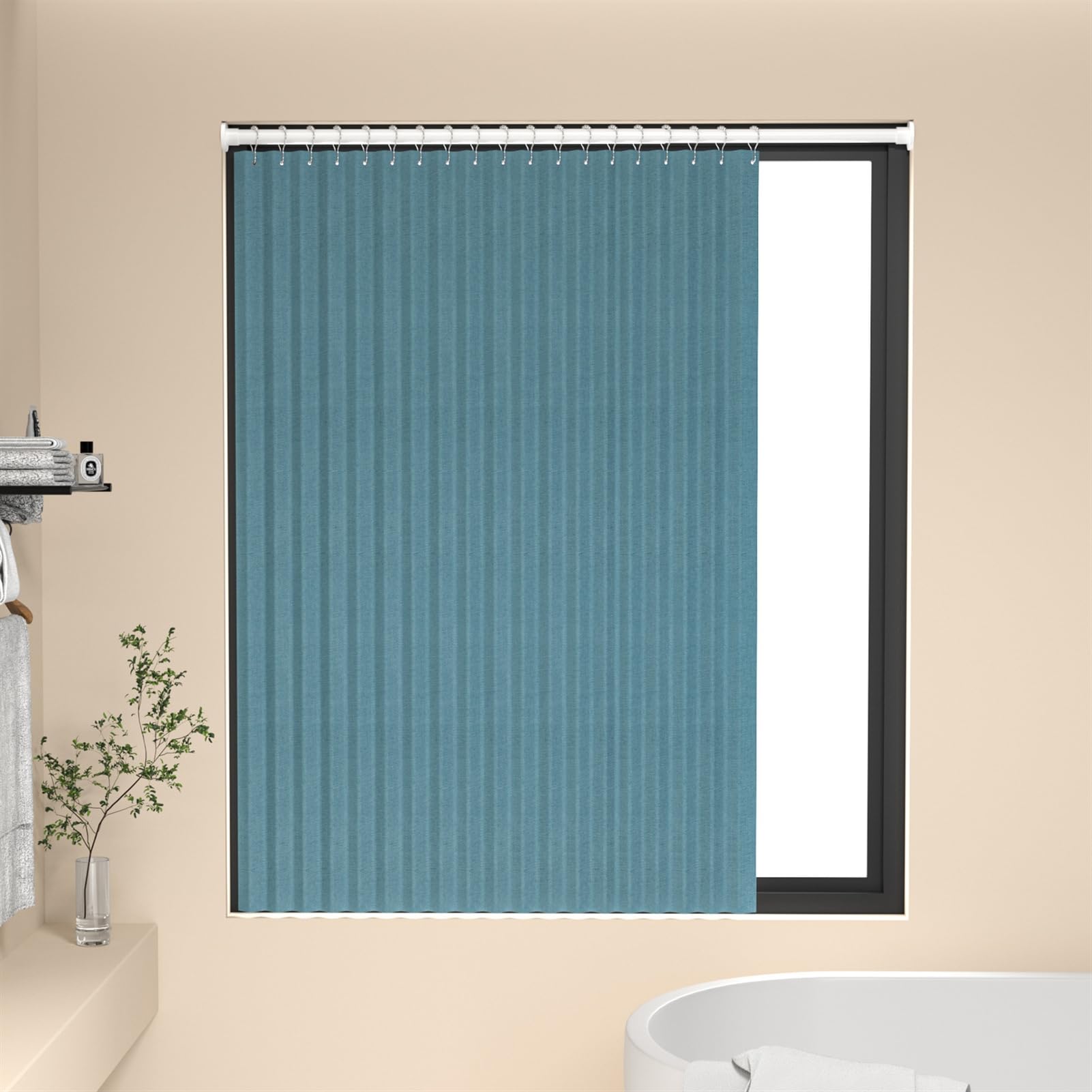 Heavyoff Cortina de Ducha Plegable, Cortinas de Baño de Poliéster Tela Impermeable Antimoho Secado Rápido Lavable Cortina Baño con Ganchos, Azul, 200x200cm