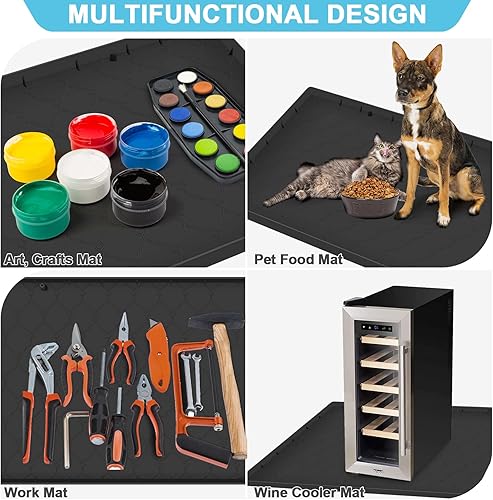 Miniatura 7 de Tapete para debajo del fregadero, 34 x 22 pulgadas, de silicona para debajo del fregadero, impermeable, forro grueso para debajo del fregadero con