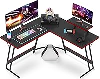 Vista 11 de VICTONE Escritorio para juegos en forma de L, escritorio de esquina con soporte para monitor, mesa de computadora para computadora para oficina