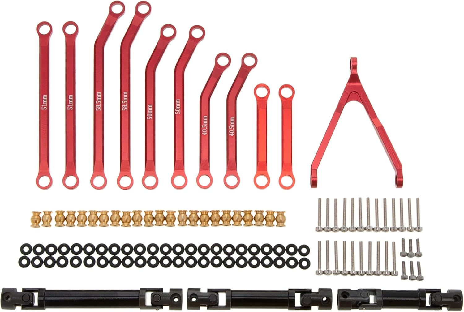 Meus Racing Aluminum High Clearance Links/Steel Driveshaft Set for Axial SCX24 6×6 Refit Kits - Remote Control Car, RC Car Parts for Axial SCX24 (HELIDIRECT) (RED)