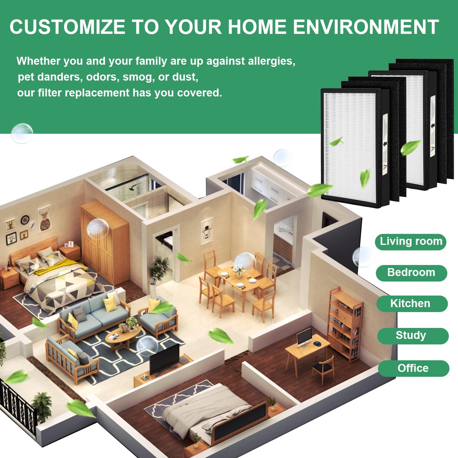 Type A True HEPA Replacement Filter Size A, Compatible with Filtrete FAP-C01-A and IDYLIS AC-2119, IAP-10-100, IAP-40-140, IAP-10-150 Air Purifier, Part #1150096, 2 H13 HEPA + 4 Pre-filters - Image 6