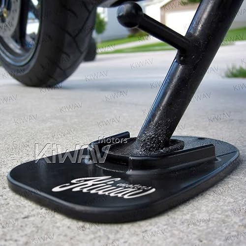 KiWAV Accesorio de soporte para placa de soporte para motocicleta color negro suelo suave hierba pavimento caliente estacionamiento al aire libre KiWAV Accesorio de soporte para placa de soporte para motocicleta color negro suelo suave hierba pavimento caliente estacionamiento al aire libre