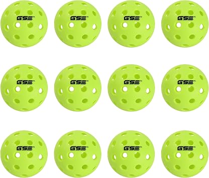 GSE Games & Sports Expert 12-Pack Outdoor Pickleball Balls Set, USAPA Standard 40 Holes Pickle Balls, Pickleballs Outdoor Competition Balls, Ideal for All Skill Levels Several Colors Available
