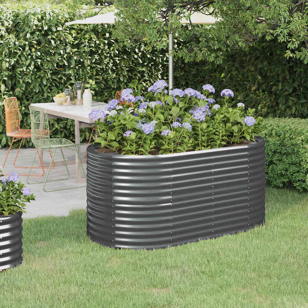 Bancal de acero galvanizado 152 x 80 x 68 cm antracita | Con recubrimiento en polvo, resistente a la corrosión, para jardín, balcón, terraza, con patillas de apoyo