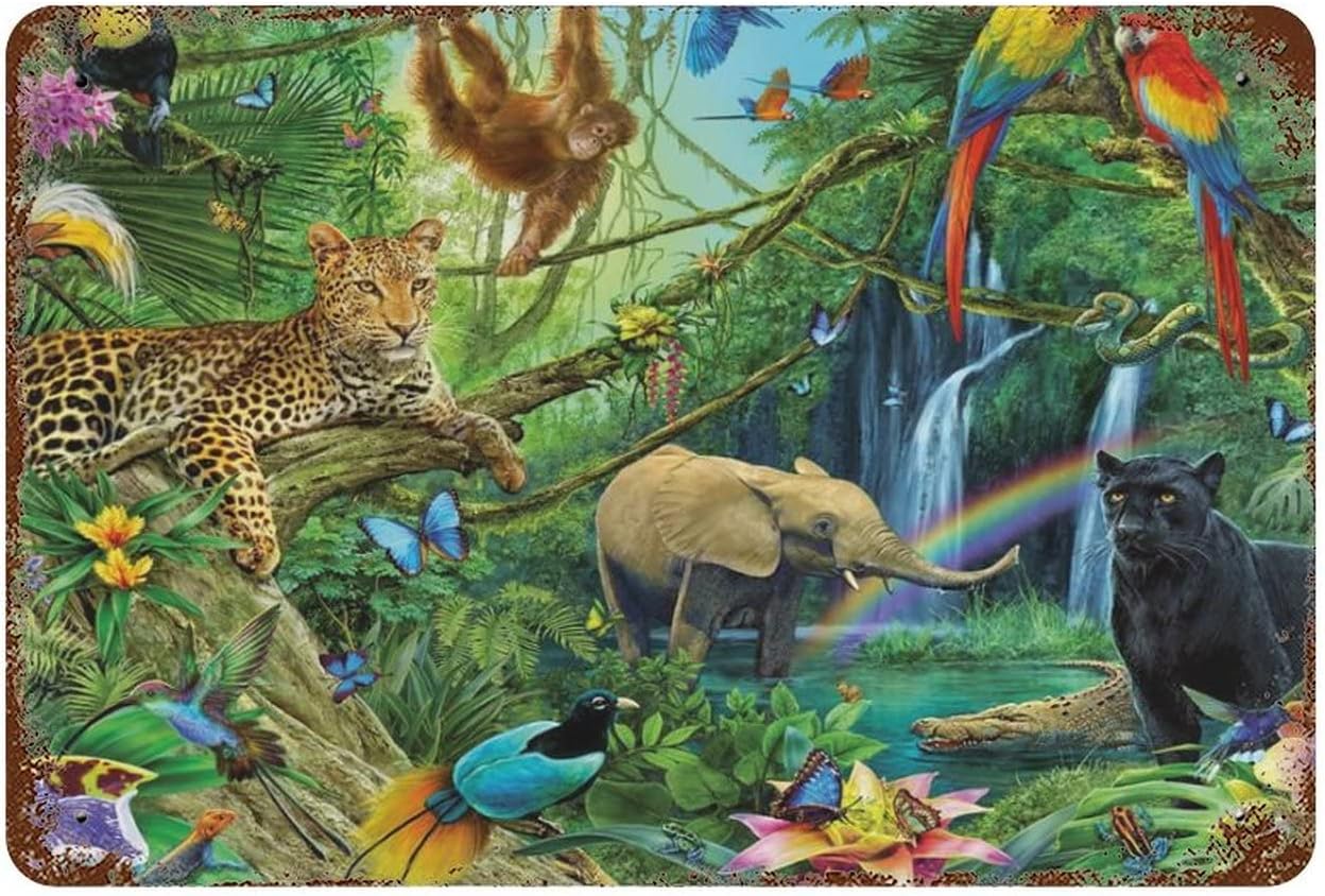 Colorful Jungle Graphic Art_07 Vintage Metal Tin Sign