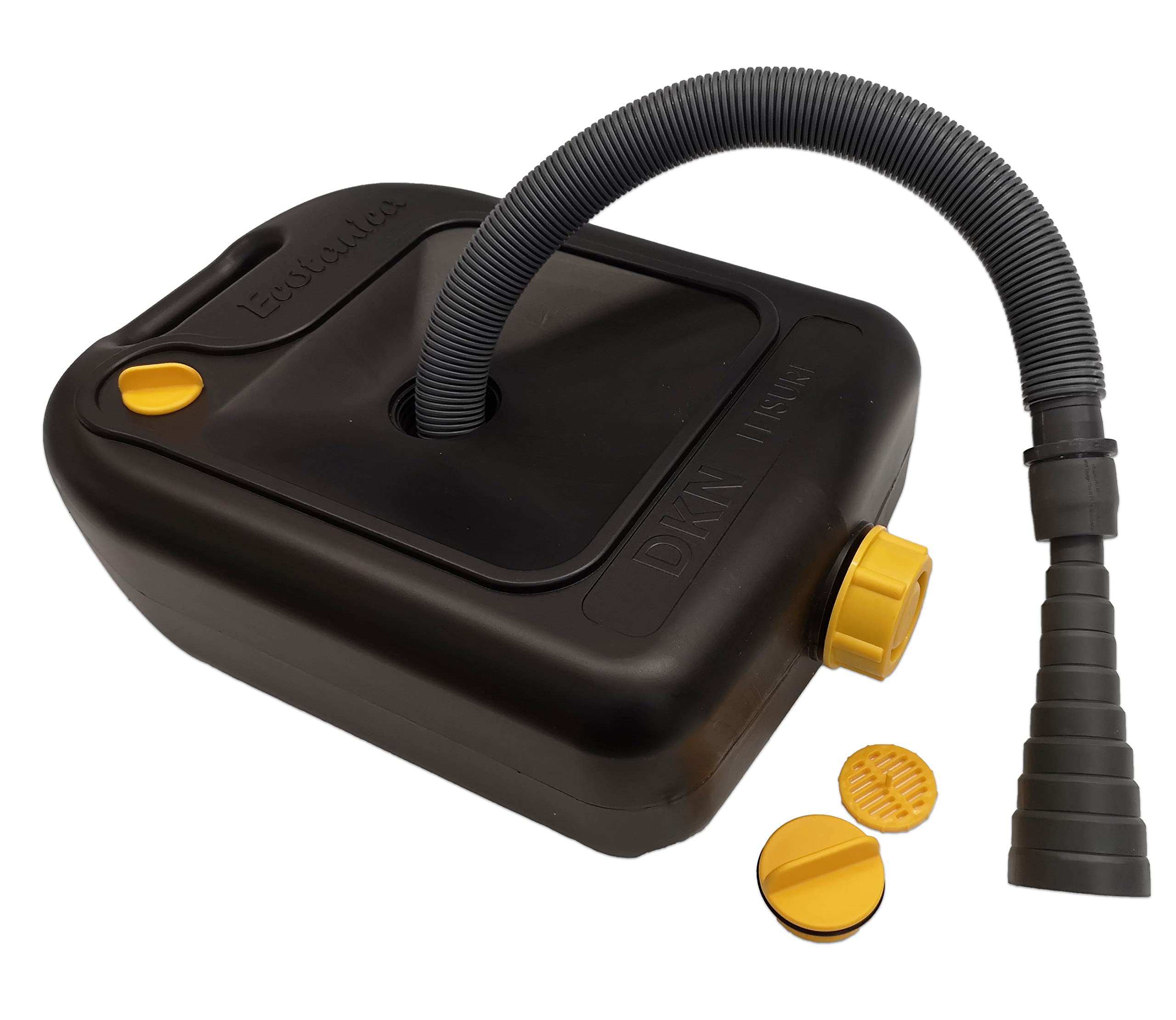 DKN LEISURE Premium 6L Black Waste Water Container with Waste Hose and Cone Adapter