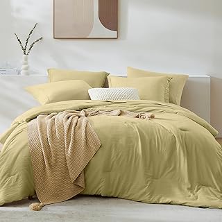 WRENSONGE Queen Comforter Set - 7 Pieces Hemp Soft Bed in a Bag Queen wi...