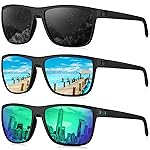 KALIYADI Polarized Sunglasses Men, Lightweight Mens Sunglasses Polarized UV Protection Driving Fishing Golf (Black/Ice Blue/Green