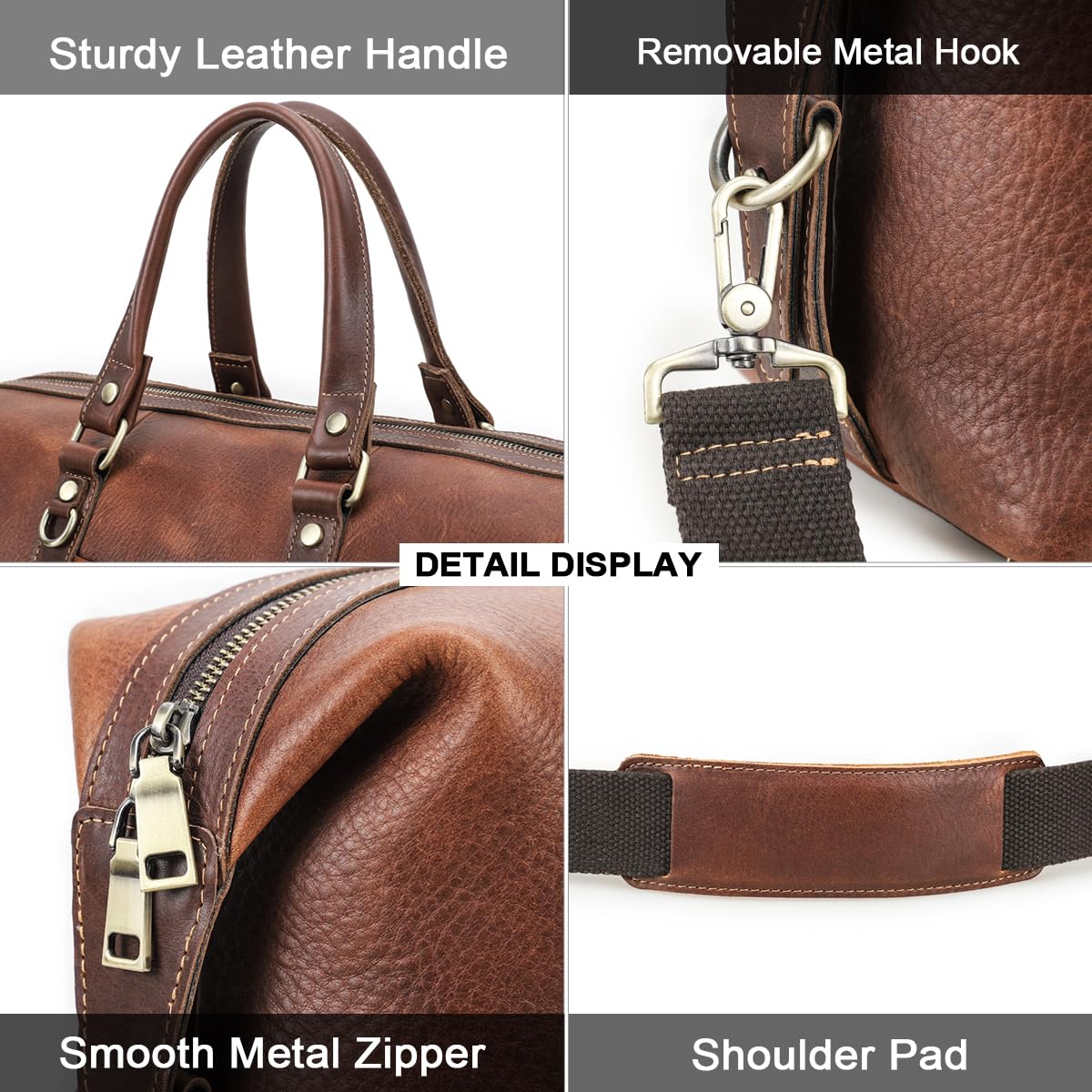 Contacts Bolsa de viaje de cuero para hombre, bolsa de viaje de cuero para fin de semana, bolsa de noche, bolsa grande para gimnasio, deportes, bolsa de transporte