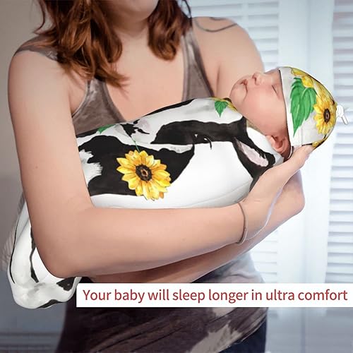Miniatura 3 de AuHomea Manta decorativa de vaca con girasoles para bebé de 0 a 6 meses para niñas de 0 a 6 meses, saco de dormir ajustable para recién nacidos