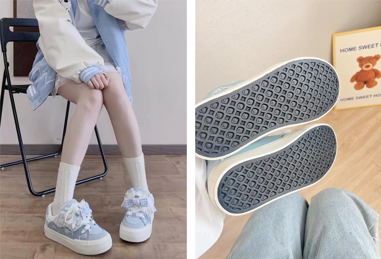 Y2K Cute Chunky Sole Kitten Lace Bow Aesthetic Shoes Platform Low Top Walking Sneakers for Women, Sweet and Fashionable Comfort - Image 6