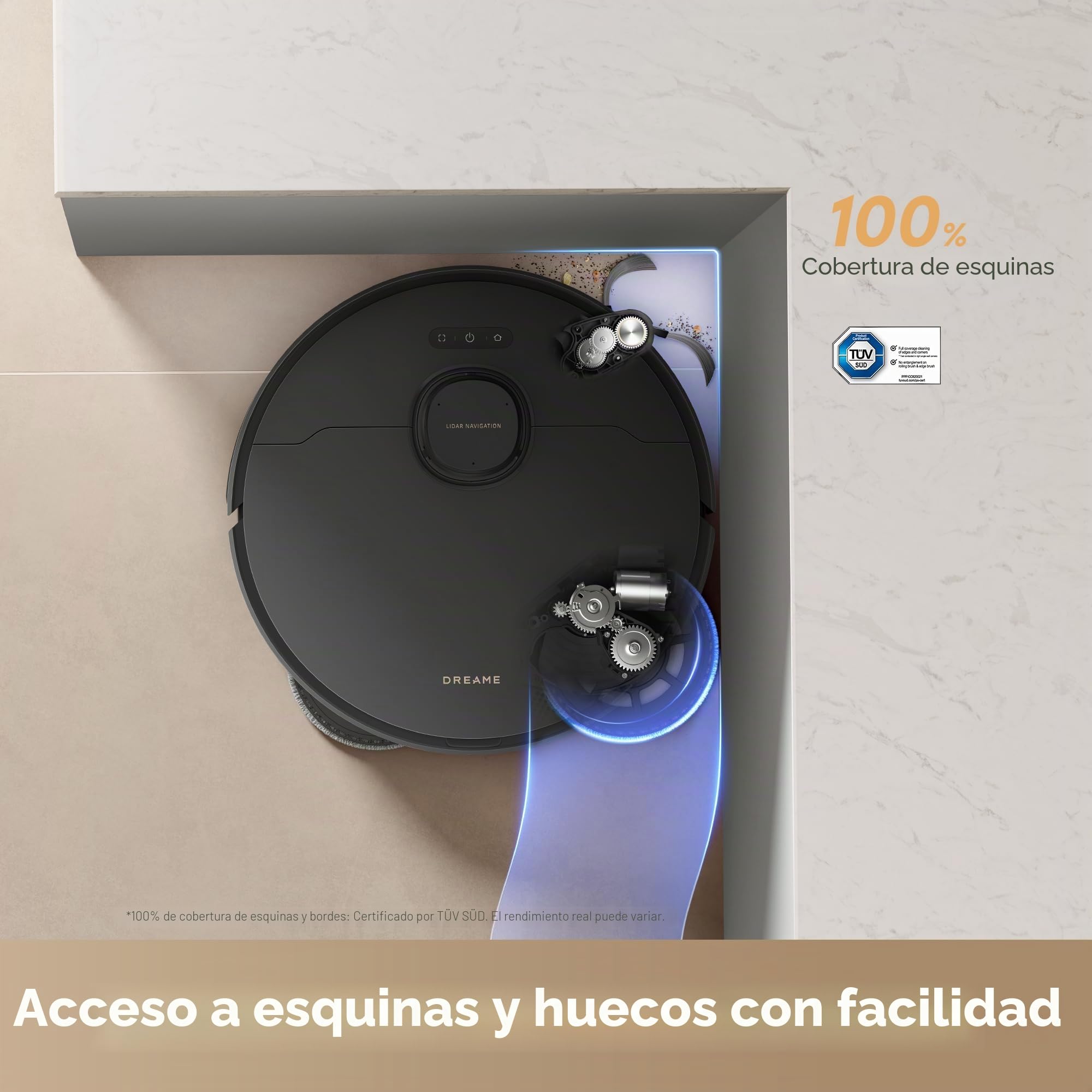 DREAME L60 Ultra PE robot aspirador y fregona, succión de 30.000 Pa, autolimpieza, limpieza profunda de esquina a borde, cepillo para polvo desenredante, evita obstáculos y navegación en 360°, negro