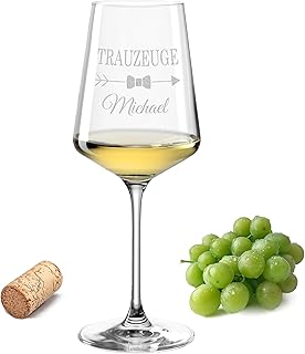 Weinglas 560 ml mit Gravur - „Trauzeuge“ – Hochzeits-Glas - Leonardo Puccini Glas mit Lasergravur – personalisiertes Weinglas mit Namen & Datum – für Ihre Hochzeit und Trauzeugen