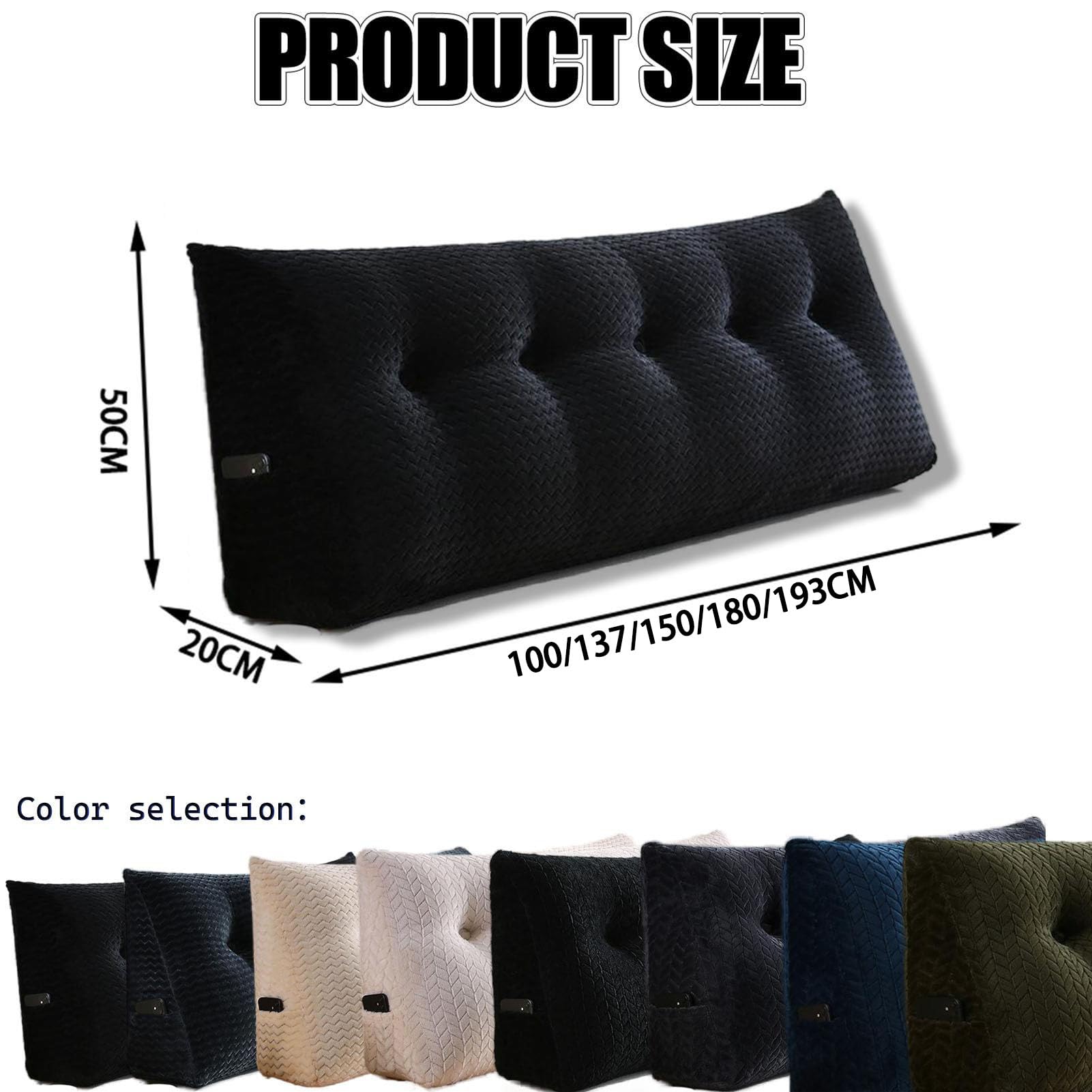 Cuscino triangolare a cuneo, cuscino di supporto per la schiena, sfoderabile e lavabile, per letto e divano, cuscino in schiuma di supporto lombare, 027, 193 x 50 x 20 cm