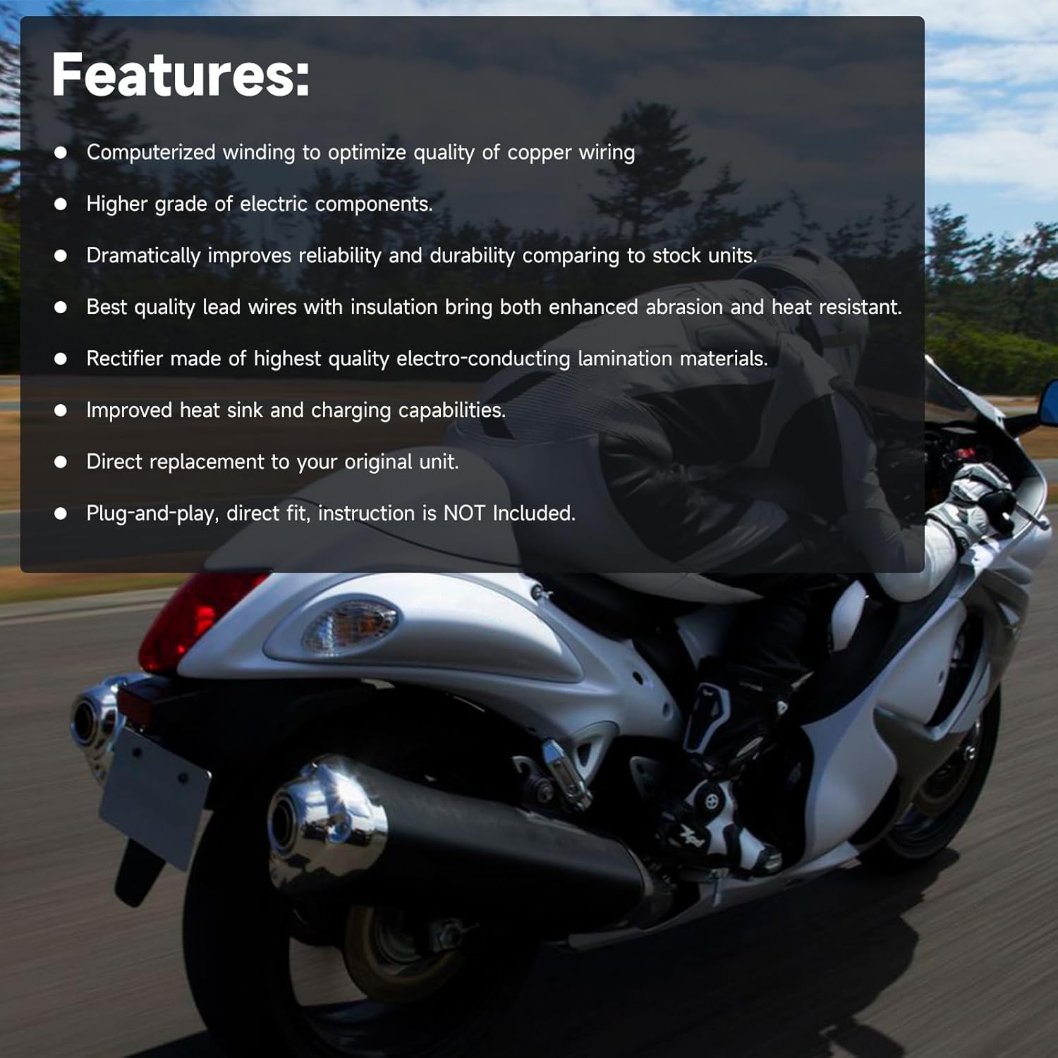 Artudatech Regulator Stator Rotor Gasket Kit Fit for Suzuki GSX1300R GSX1300 Hayabusa 1300 1999-2007, GSX1300RZ GSX1300 Hayabusa 1300 1999 2000 2001 2002 2003-2007 32101-24F00 32101-24F10 11483-24F00