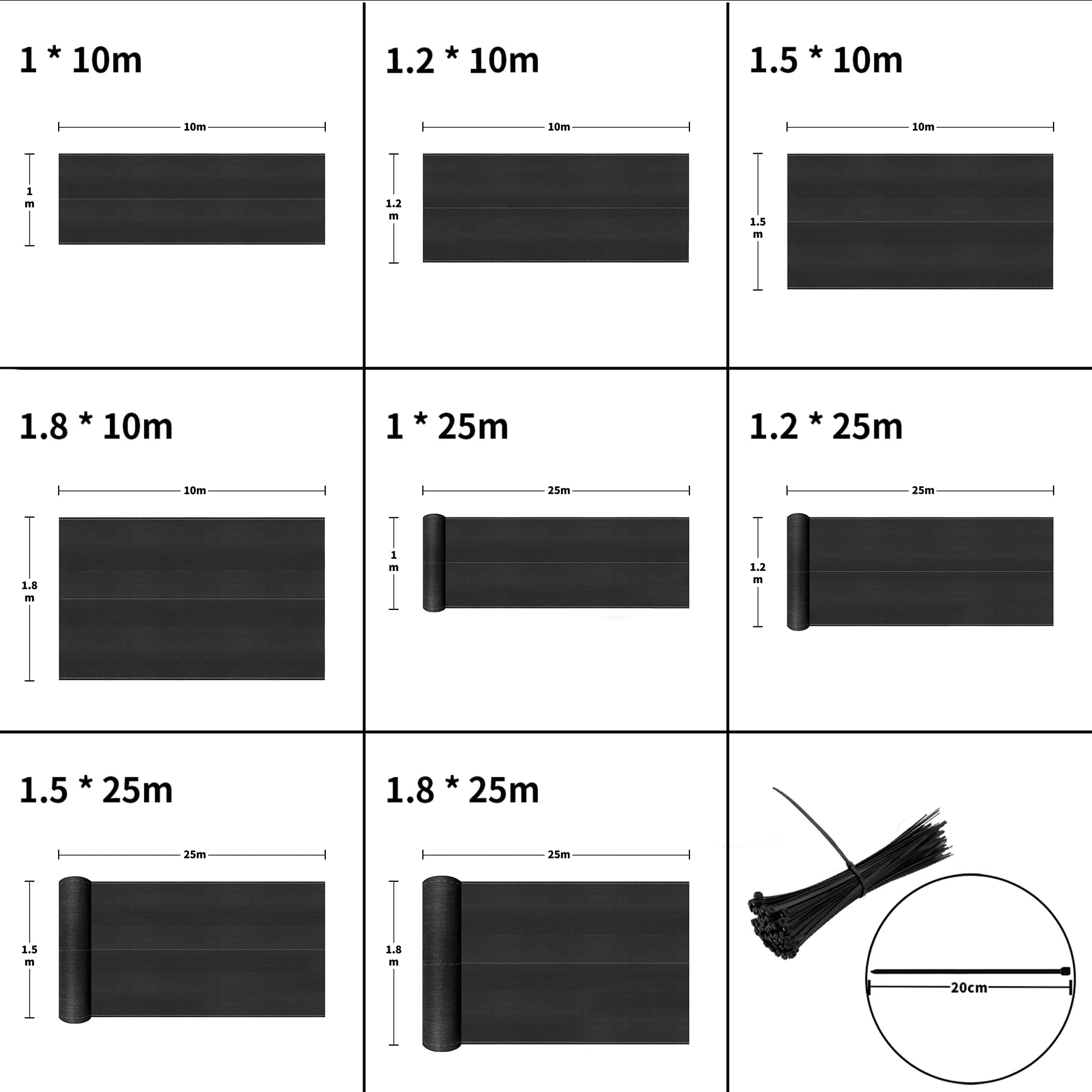 Froadp Brise-vue HDPE 150g/m² - Anti-UV, Occultant 1,8x10m Anthracite - Pour Jardin, Clôture, Terrasse, Terrain De Sport