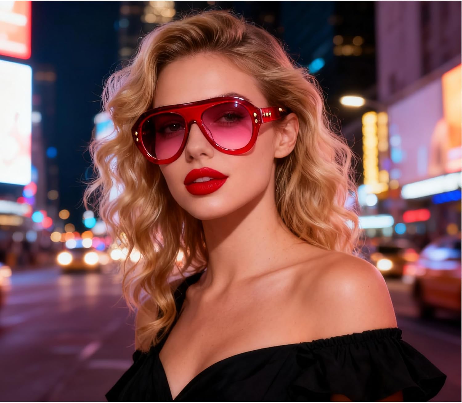 mincl Popular Fashion Pilot Sunglasses Women Shades UV400 Retro Rivets Decoration Gradient Trending Men Round Sun Glasses - Image 4