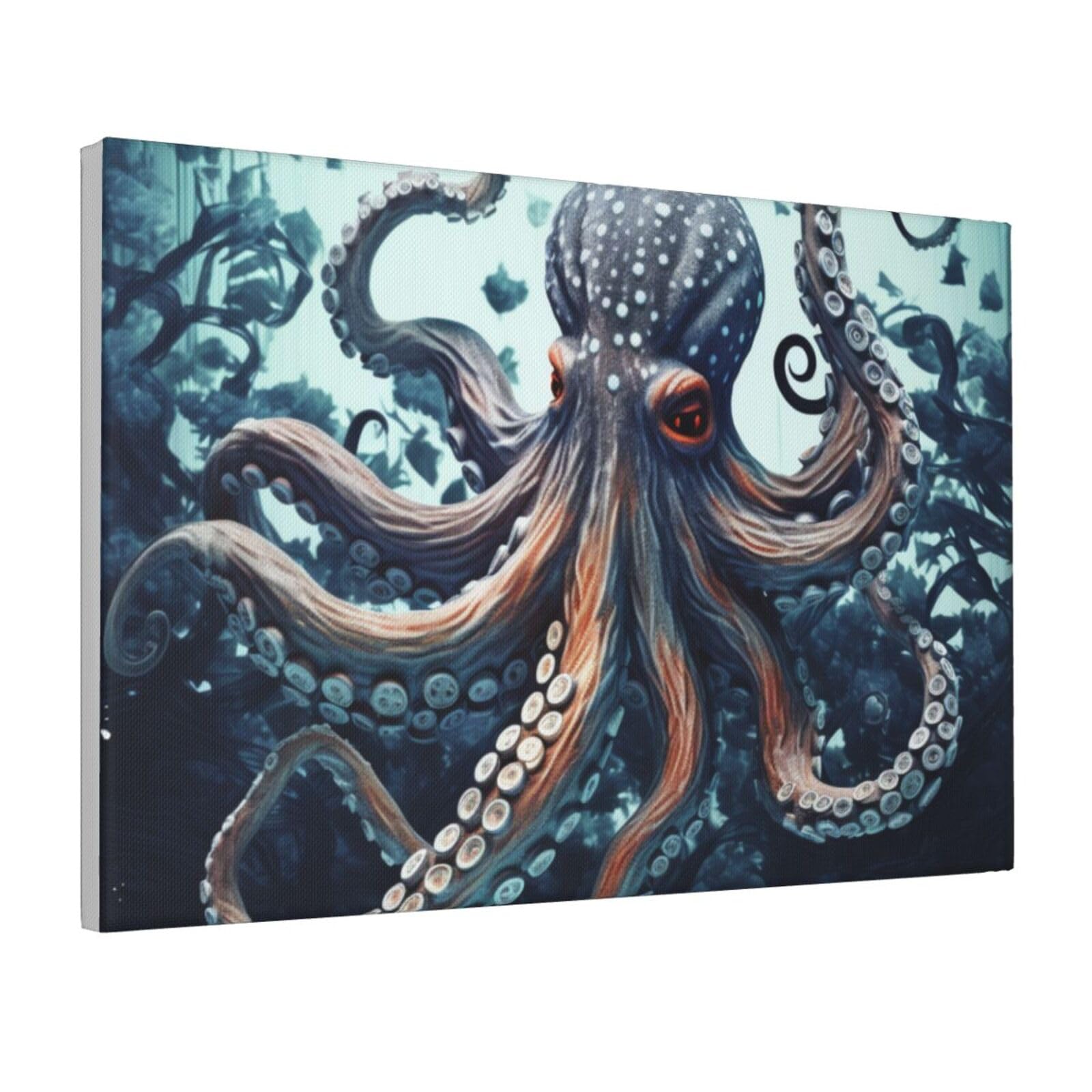 Framed Wall Art for Living Room Art Work, Cool Octopus Picture Prints Modern Office Wall Paintings Poster Aesthetic Wall Decorations for Home Decor Ready To Hang 8"x12"