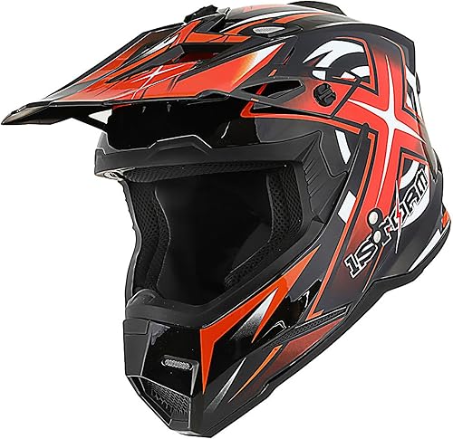 Miniatura 2 de 1Storm Casco de motocross BMX MX para jóvenes, estilo de carreras para adolescentes naranja de carreras + gafas + guante de esqueleto