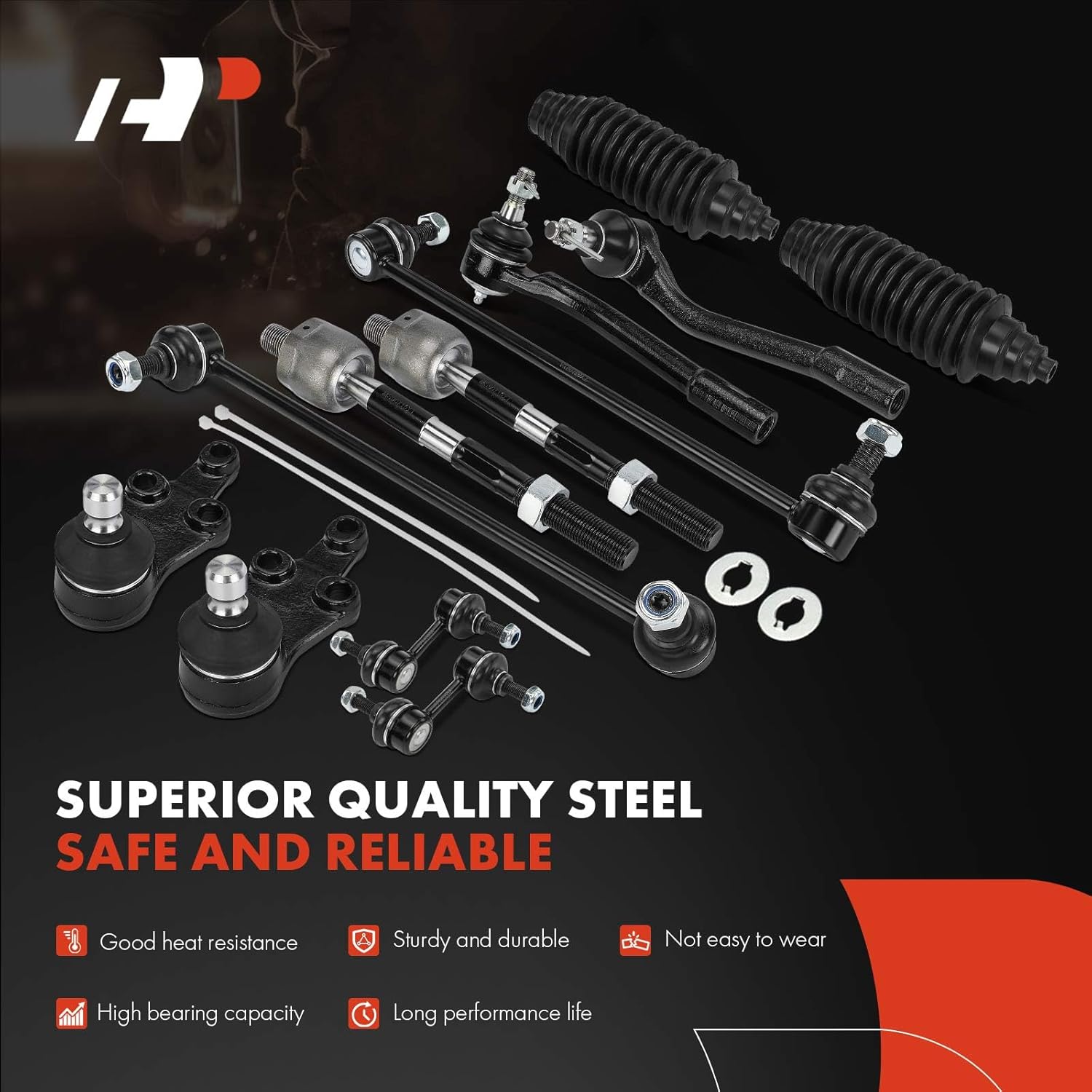 A-Premium Set of 12, Front Lower Ball Joint, Inner & Outer Tie Rod End, Front & Rear Sway Bar End Link, Compatible with Kia Sedona 2006-2012/2014 & Hyundai Entourage 2007-2009