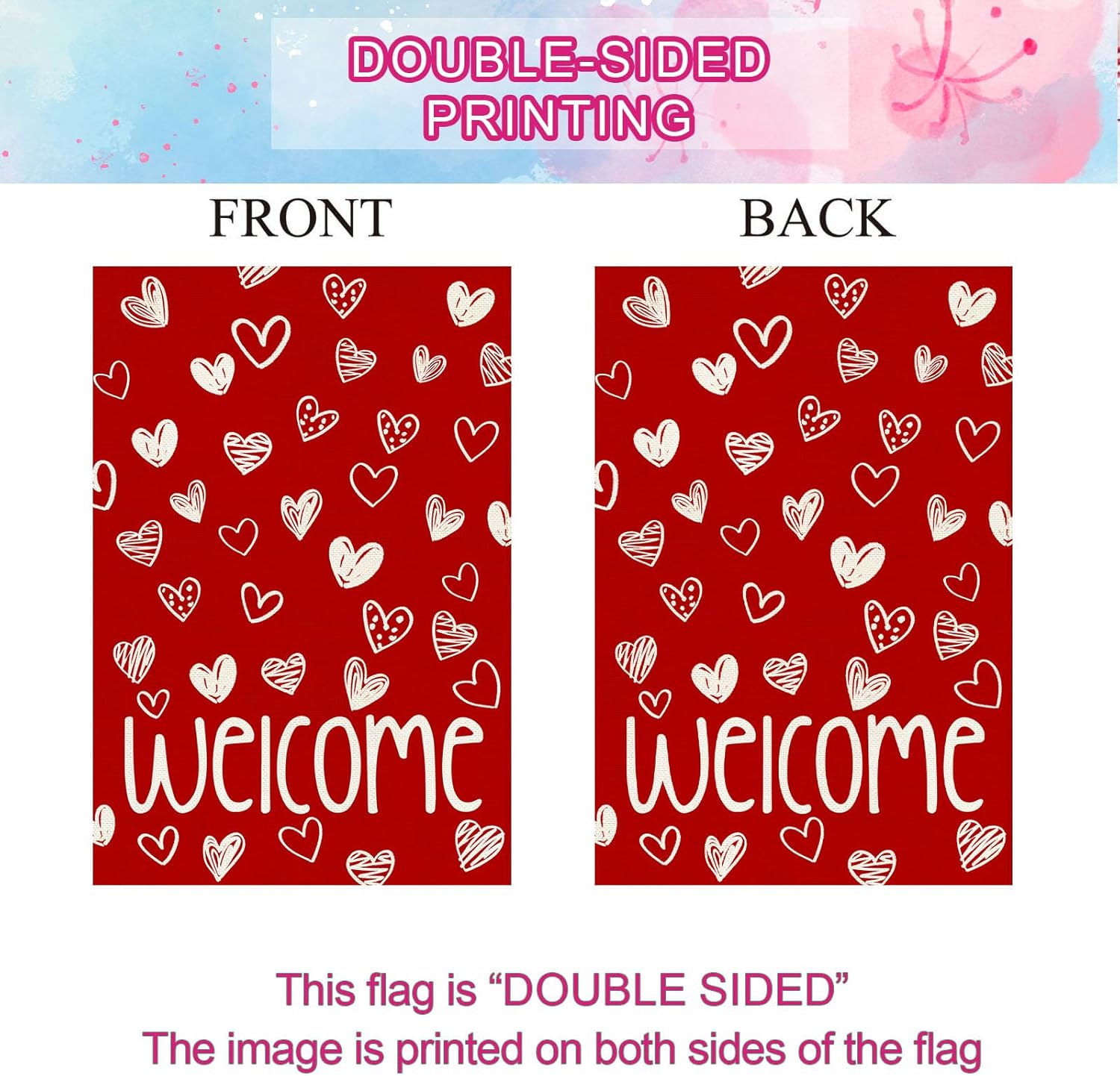 Baccessor Valentine's Day Welcome Garden Flag 12.5x18 Inch Double Sided, Red Love Hearts Flag Anniversary Wedding Spring Farmhouse Holiday Yard Lawn Outdoor Outside Decoration - Image 8