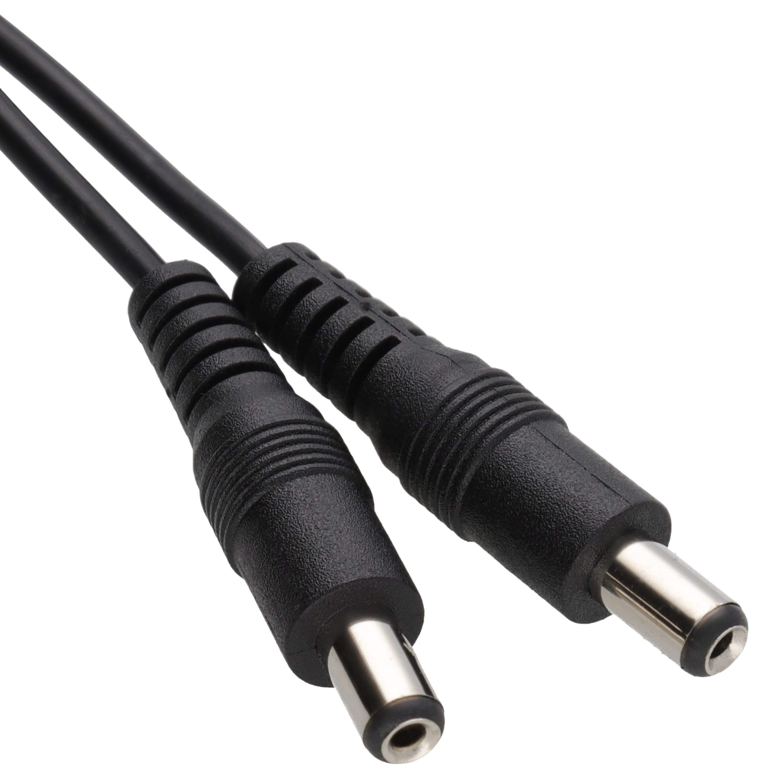 kenable Kabel Zasilający DC 2,1mm x 5,5mm Wtyk Męski na Męski 2 m [2 metry/2m] Czarny do Urządzeń Niskiego Napięcia LED Solarne