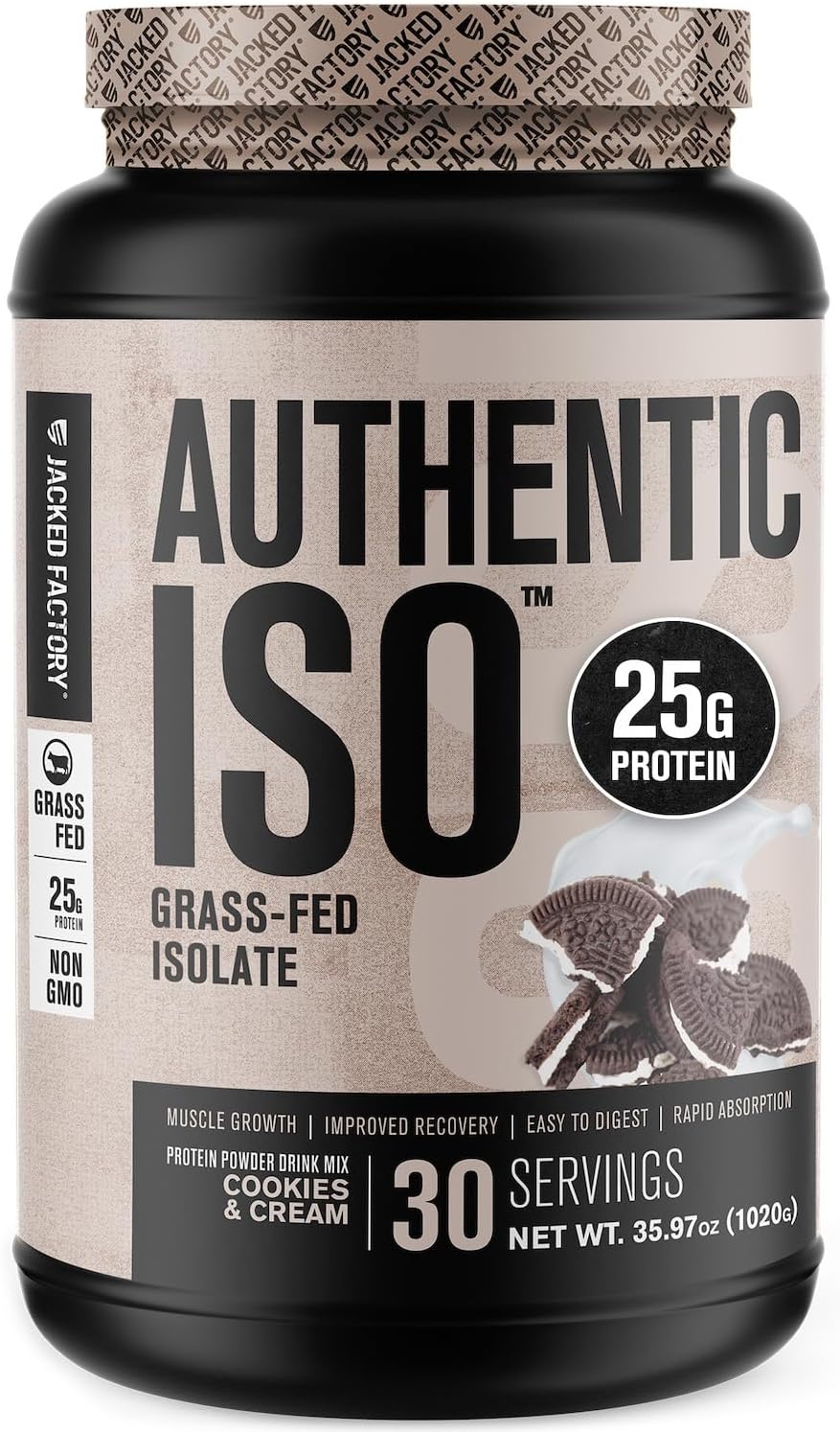 Jacked Factory Authentic ISO Grass Fed Whey Protein Isolate Powder - Low Carb