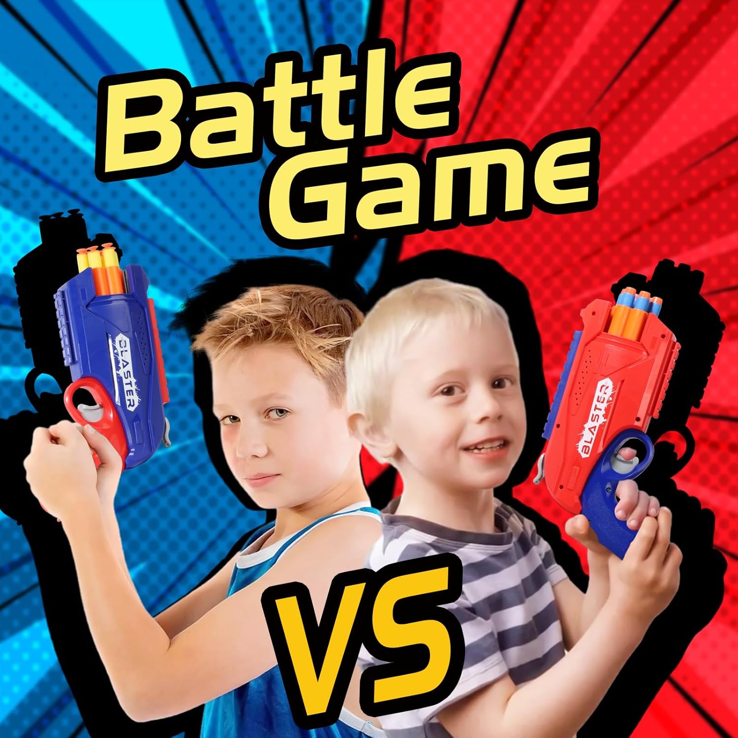 2 Pack 6 Rotating Drum Fit for Nerf Guns Darts Toy Gun, Kids Blaster Toy Pistol with 80 Soft Foam Darts, Gun Toys for Boys, Teens Ages 6+ (Red and Blue)