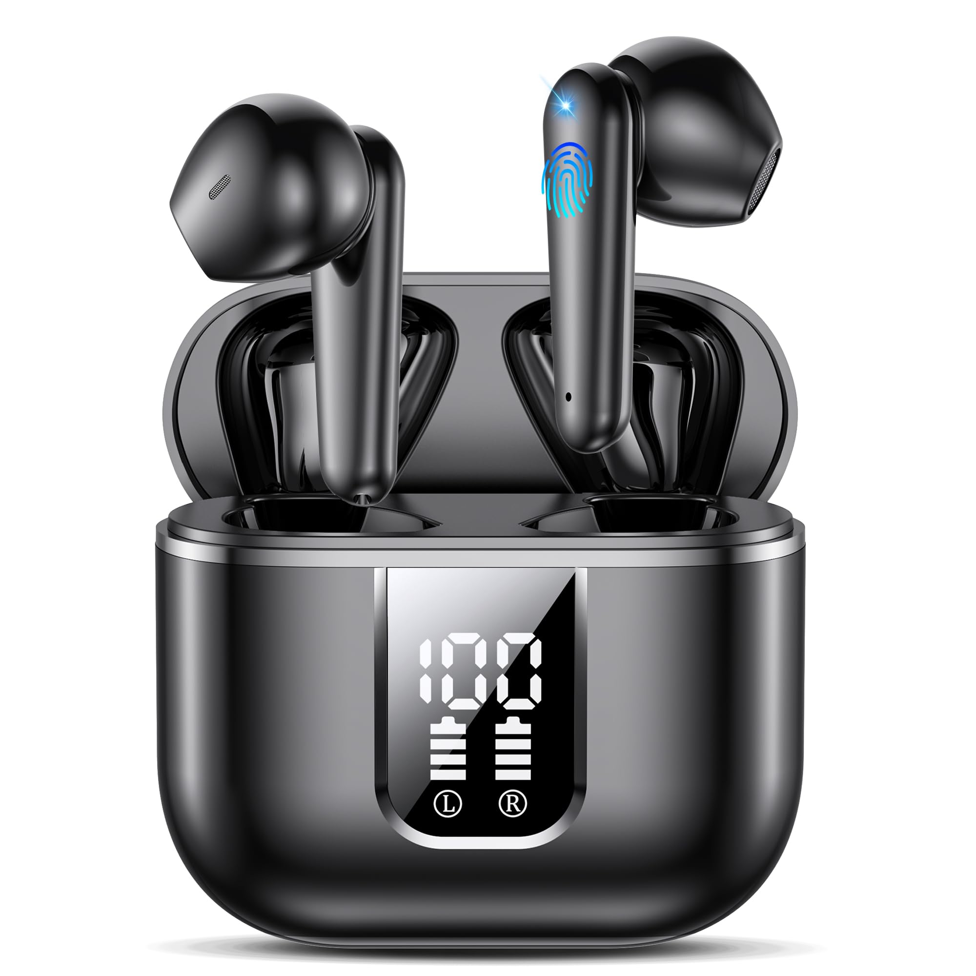 EUQQ Cuffie Bluetooth, 2026 Auricolari Bluetooth 5.3 Wireless In Ear LED Display 50 Ore Stereo HiFi Immersivo,Cuffiette con 4 Microfono Cancellazione ENC,IP7 Cuffiette Sport Earbuds