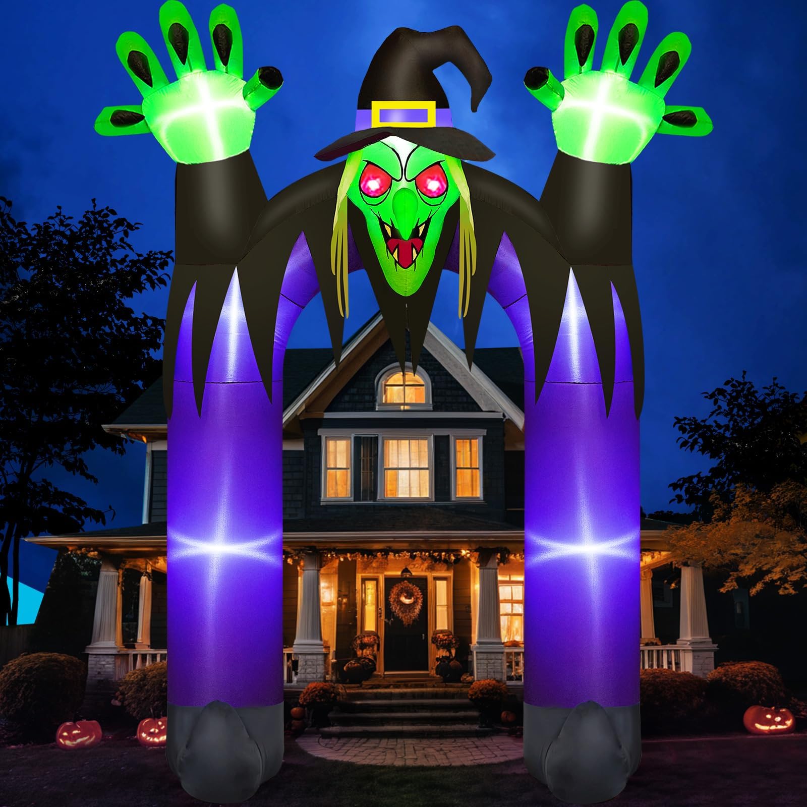 Danxilu 3m XXL Halloween Aufblasbar Hexe Torbogen Outdoor Deko | Aufblasbarer Bogen Dekoration mit LED-Beleuchtung für Garten Rasen Draußen Außen Hof Vorgarten Haunted House Eingang