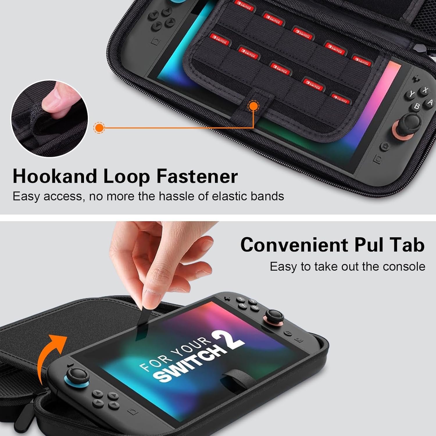 KEDBBAO Tasche für Nintendo Switch 2 2025, Harte Tragetasche Hülle Case mit großem Fassungsvermögen und 20 Steckplätzen (Bicolor Marble)