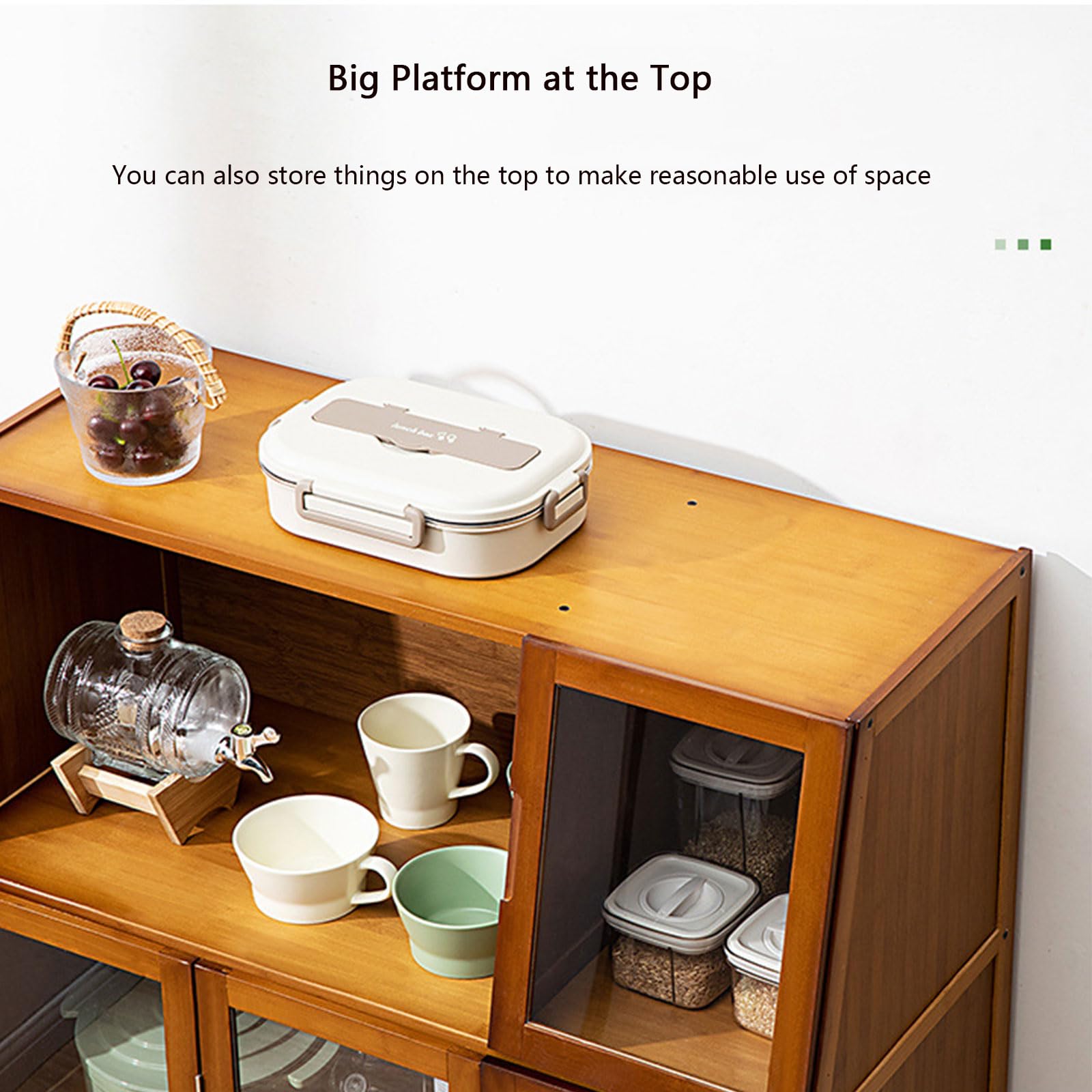 Mensola Microonde In Bambù - Scaffale Cucina Regolabile Con Ganci E Porta Taglieri | 55x42x35 Cm, Carico 15 Kg - Foto 9