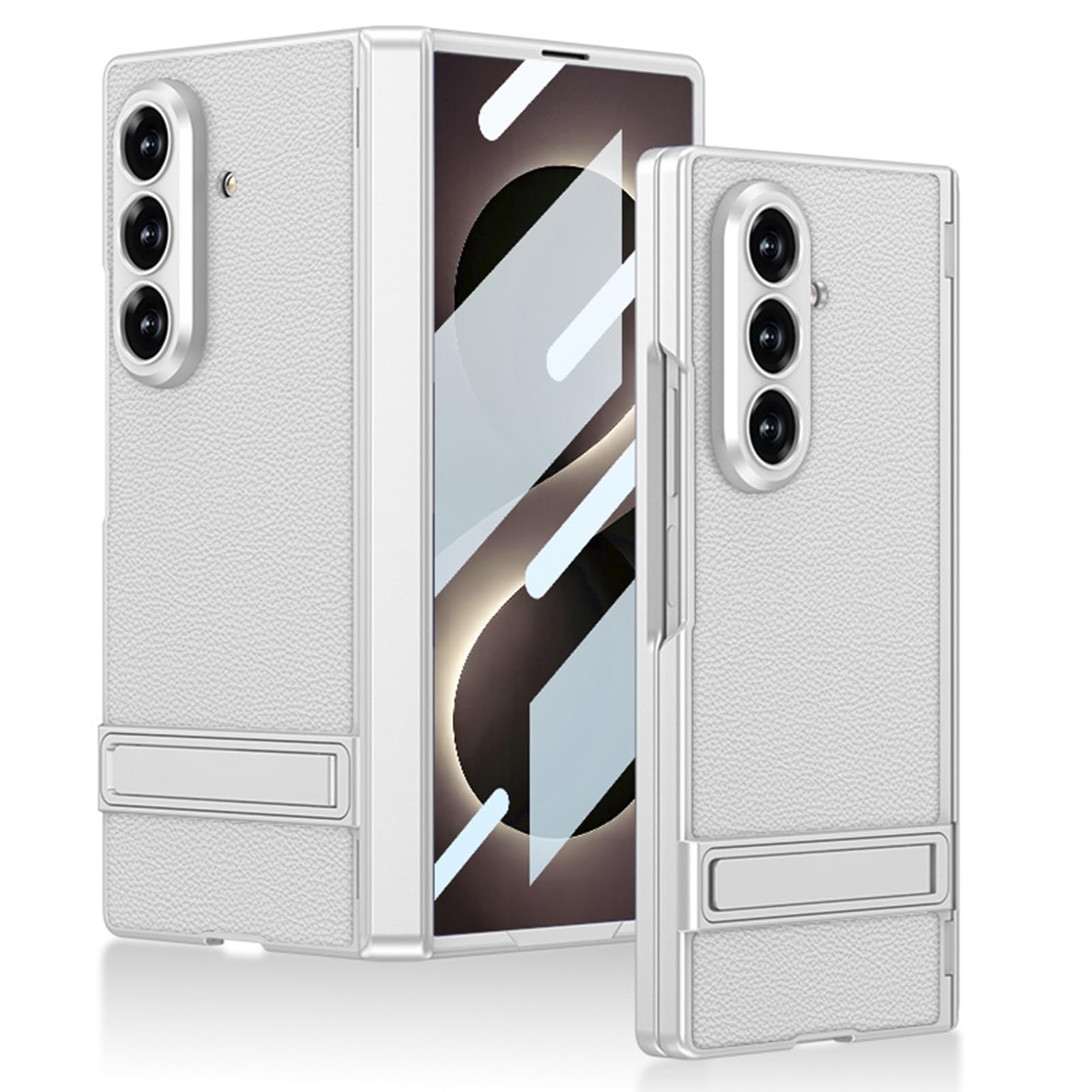 Per Samsung Galaxy Z Fold 8 Ultra Custodia Business, Stand, Cerniera | Cover vegana sottile con mini stand. Antigraffio, protezione cerniera, fotocamera e schermo(Silver)