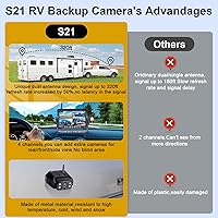 Vista 3 de Cámara de respaldo RV inalámbrica HD 1080P con monitor DVR de 7 pulgadas, versión más reciente 2022, adaptador de señales estable para Furrion