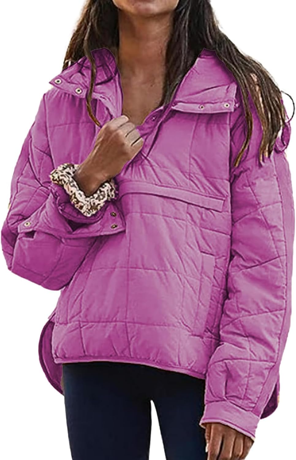Womens Puffer Jackets Pullover Hooded Puffer Jacket Quilted Lightweight Jackets Winter Warm Padded Hoodies Dolman Coat