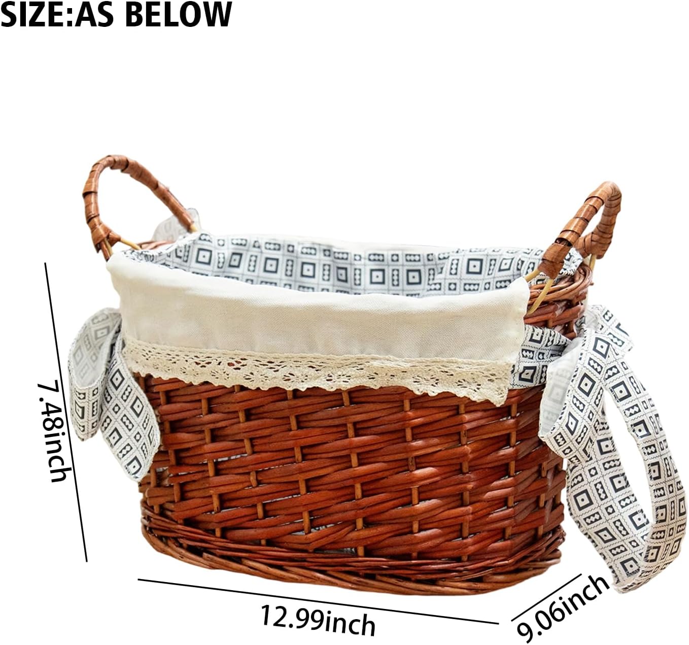 Wicker Storage Basket, Oval Storage Basket, Natural Decoration, Coffee Crafts, 13 * 9 * 7.5in