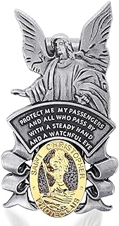 cobee St Christopher Medal for Car, Car Saint Christopher with Guardian Angel Visor Medal Clip Religious Sun Visor Clip Bless Driving Safety New Driver Gift for Travel Protection(1 Piece)