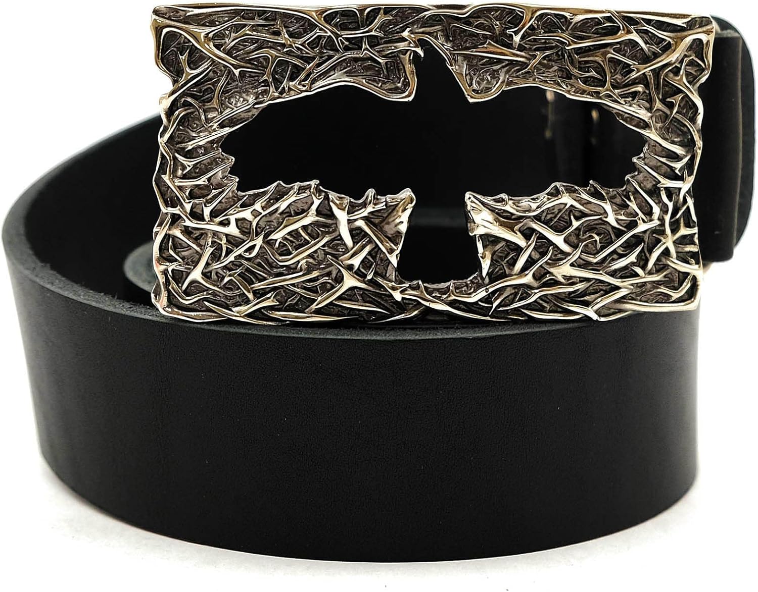 Crow German silver belt buckle, Mythical black bird handmade nickel silver belt buckle