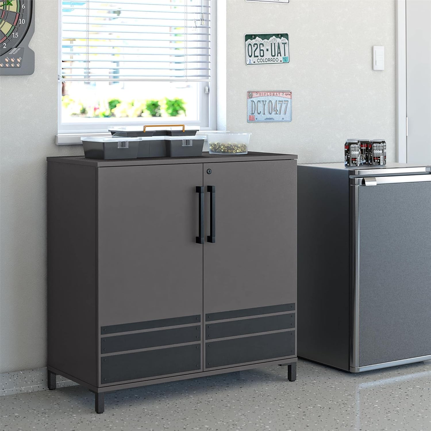 SystemBuild Evolution Shelby Garage Base Cabinet 2 Door, Graphite