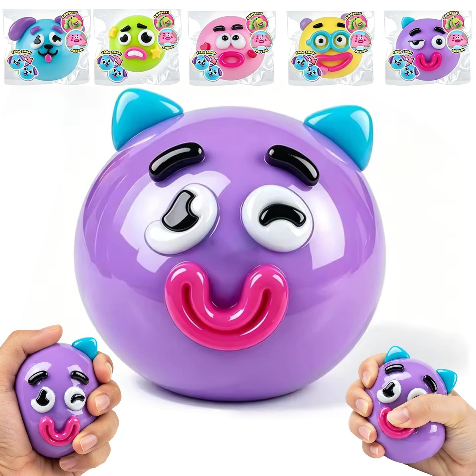 SERTAS Dog Squishy Fidget Toy Slow Rise Squeeze Ball with Funny Expression Design