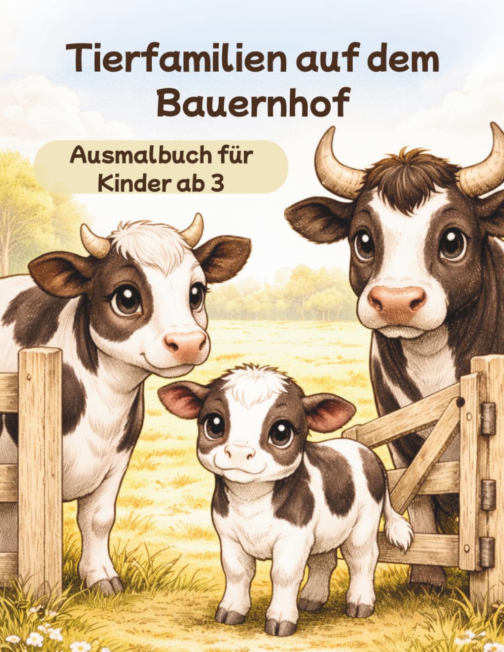 Tierfamilien auf dem Bauernhof: Ausmalbuch für Kinder ab 3