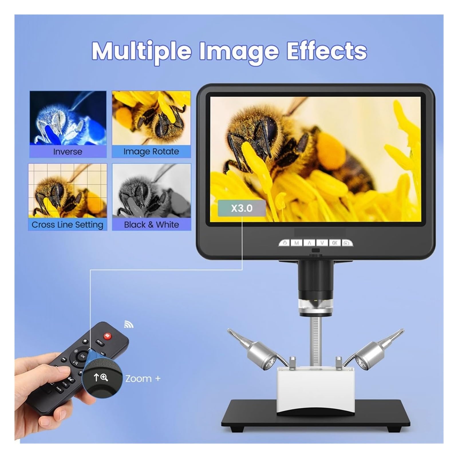 Microscopio, Scopio Digital con Pantalla UHD De 10 Pulgadas Y Soporte 26 Cm For Soldadura Reparación Dispositivos Electrónicos
