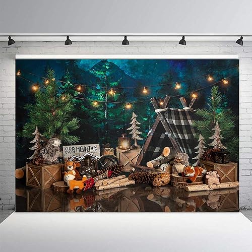 Miniatura 3 de MEHOFOTO - Telones de fondo para fiesta de primer cumpleaños de 8 x 6 pies, safari en la selva, para bebé, tienda de campaña para fotografía de