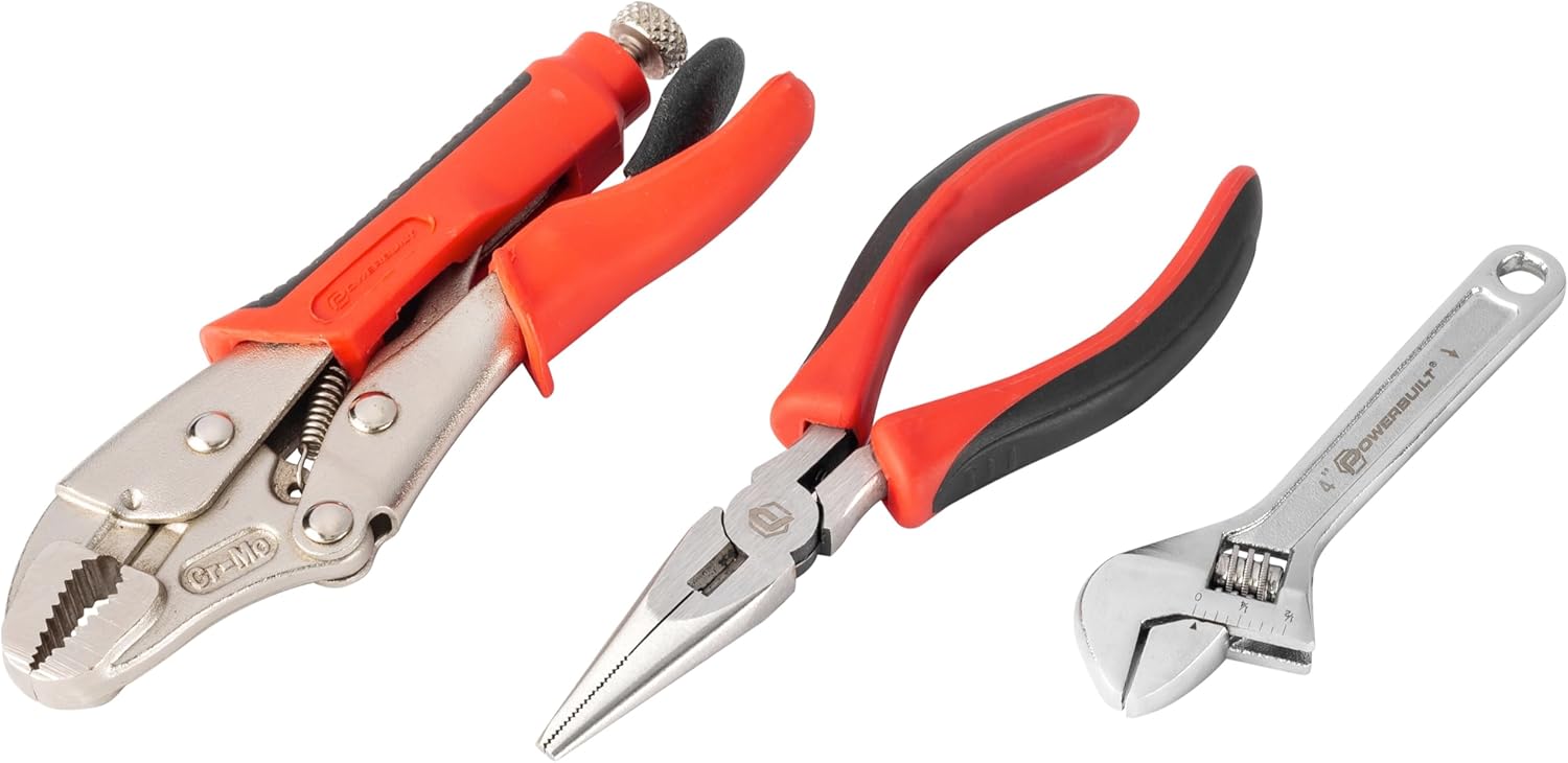 Powerbuilt 100 Piece Motorcycle Tool Kit with Roll Pouch, Roadside, Travel Wrenches, Ratchet, Sockets - 643028ECE