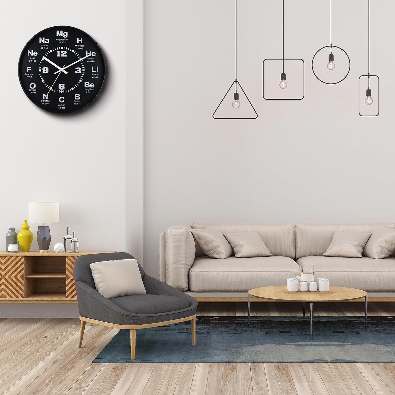 12 Inch Chemistry Wall Clock - Periodic Table Design, Silent Non-Ticking, Battery Operated - Science Decor for Classroom,Lab,Office, for Chemists, Teachers, STEM Students