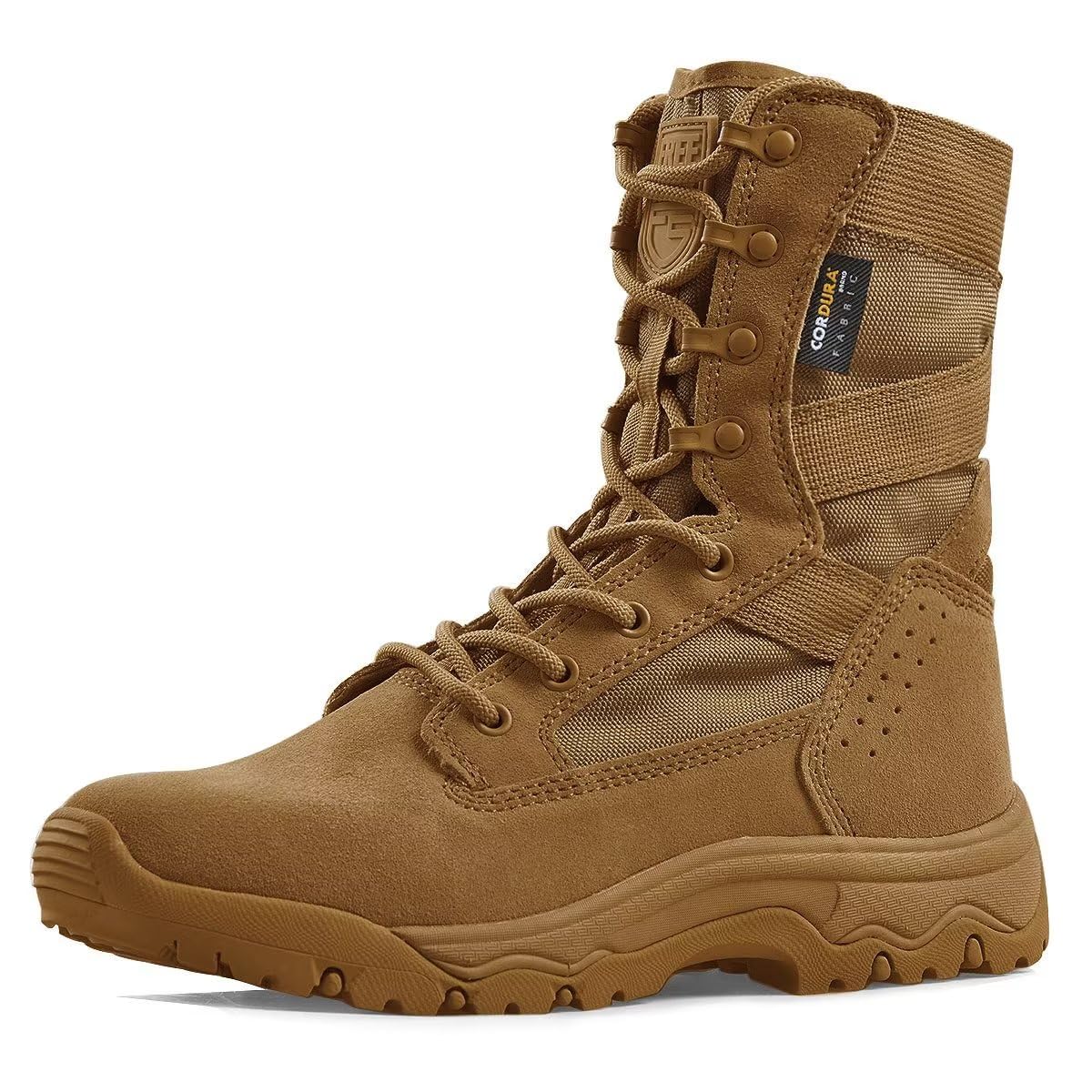 FREE SOLDIER Men’s Tactical Boots 8 Inches Lightweight Combat Boots Durable Suede Leather Military Work Boots Desert Boots size 11