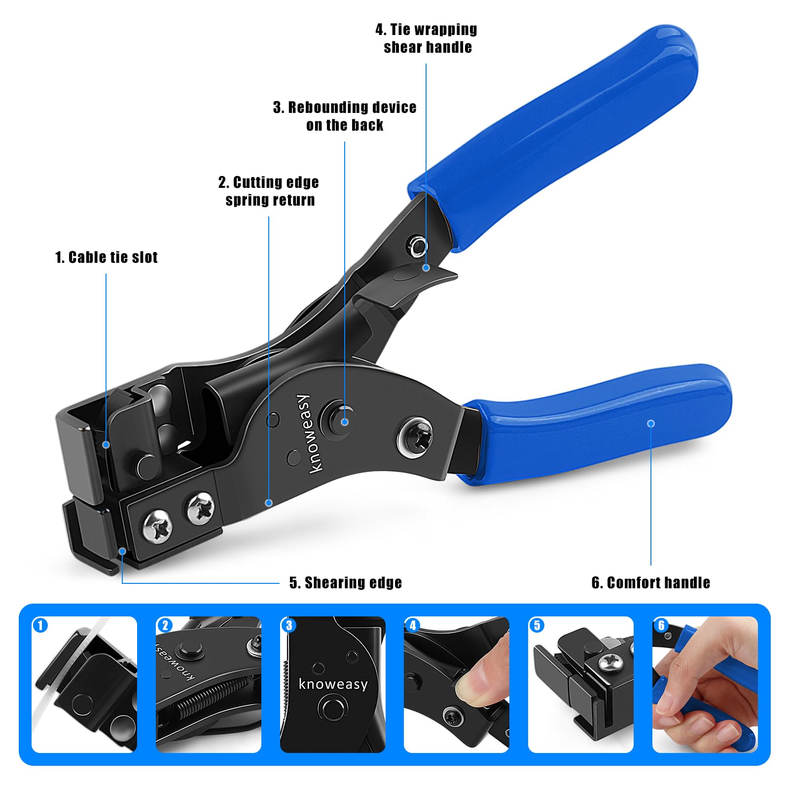 Knoweasy Herramienta de amarre y herramienta de brida para bridas de plástico o nailon
