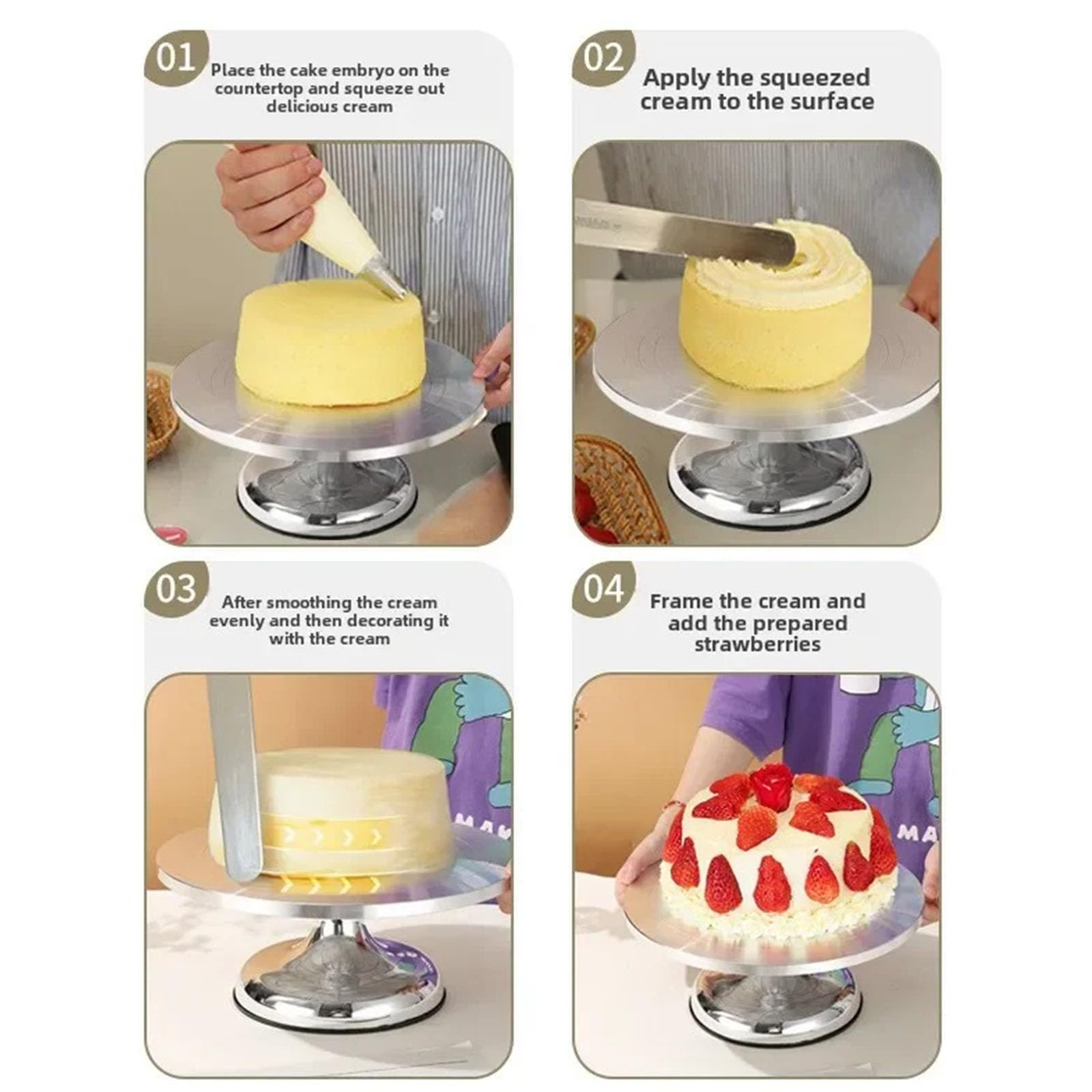 à gâteau Rotatif en Alliage d ' Aluminium, Plateau tournant pour décorer et Faire Tourner Les pâtisseries et Les Cupcakes, Outil et Accessoires de Cuisson