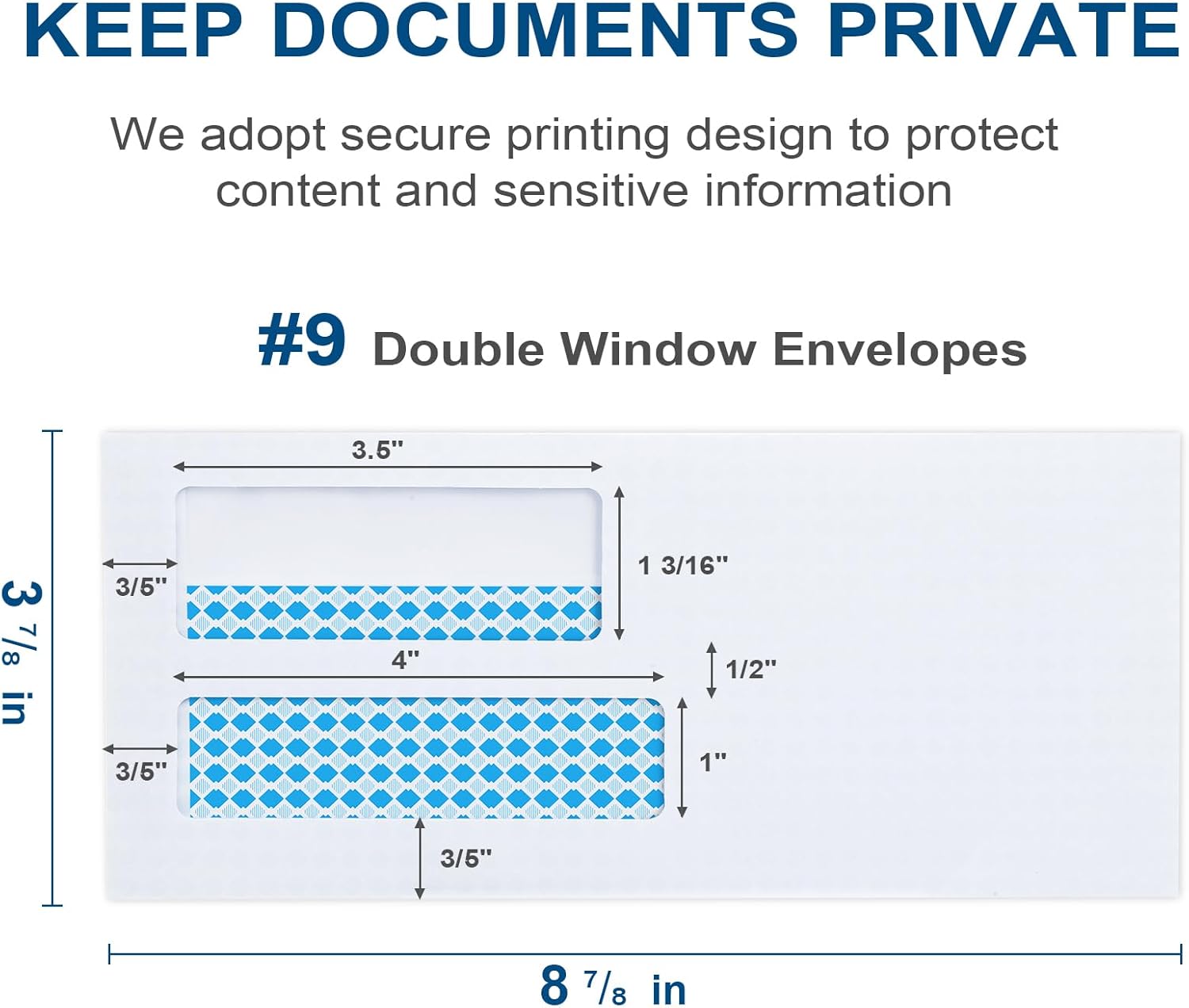 Vivin 520 No.9 Flip and Seal Security-Tinted Business Envelopes for Quickbooks Invoices and Business Statements, Home & Office, 3-7/8 x 8-7/8 Inches, Double Window, 24 LB, White